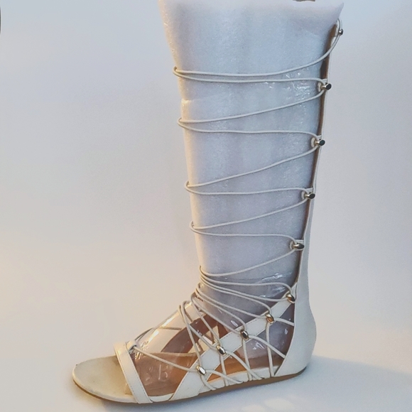 Set of 2 (Gladiator Sandals) White and Gold PLUS Black and Silver, US 6 - Picture 2 of 3